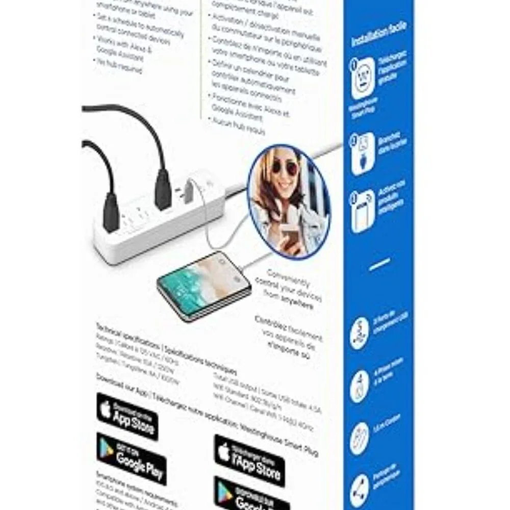 Westinghouse Wi-Fi Smart Power Strip Works w/ Alexa, Google Home